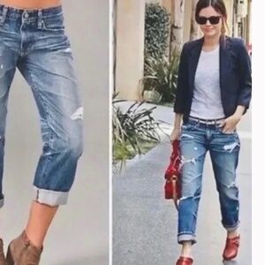 AG Adriano Goldschmied Ex-Boyfriend Crop Distressed Jeans Sz 25